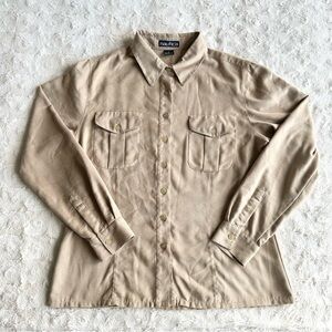 Vintage Western Utility Shirt Womens 12 Faux Suede Button Up Nautica Flap Pocket